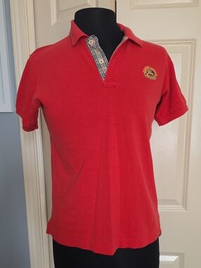Vintage Kids Red Polo Shirt with Embroidered Crest